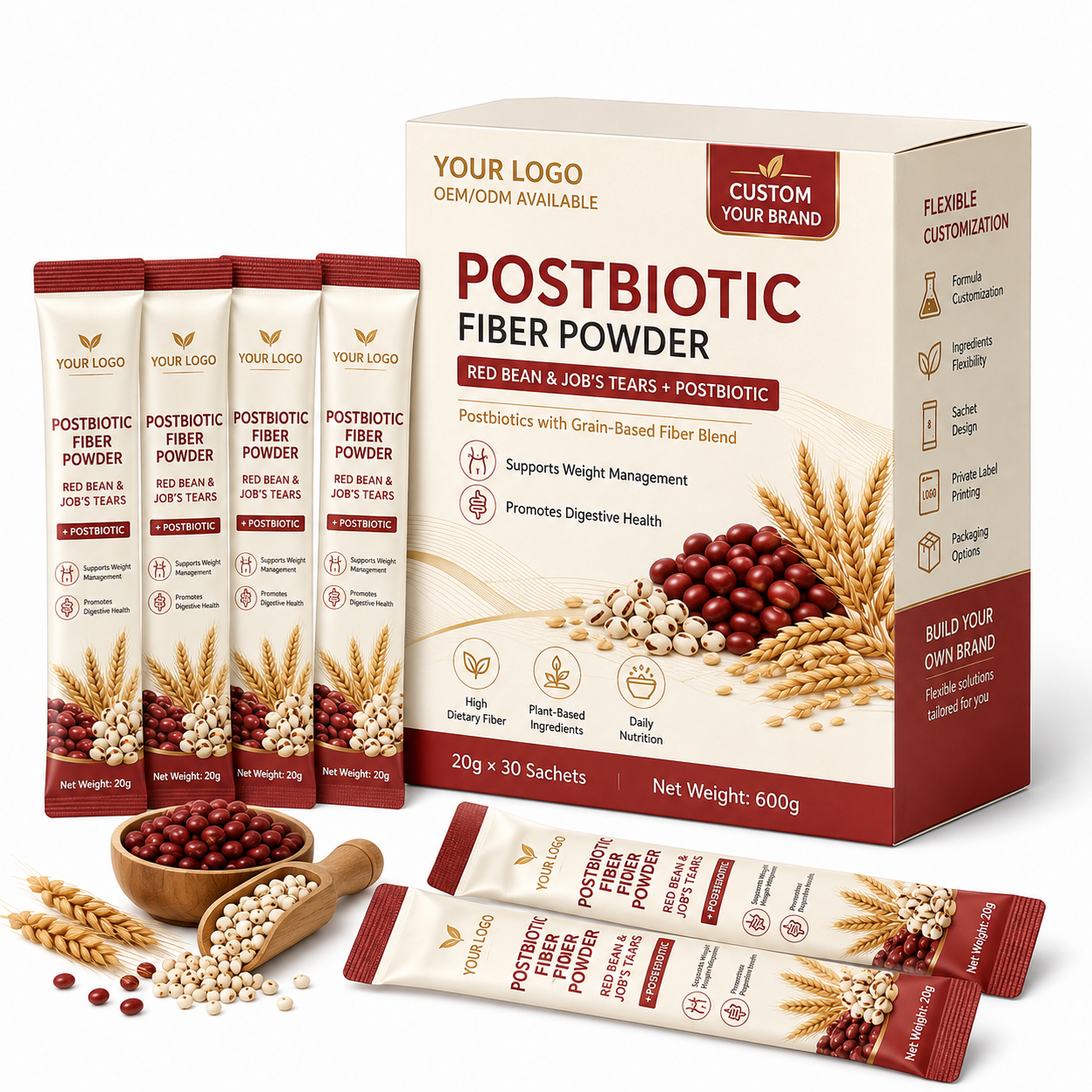 Postbiotic Dietary Fiber Powder with Red Bean